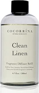 Cocorrína Clean Linen Scented Reed Diffuser Oil with 8 Sticks Fragrance for Bedroom, Bathroom, Oil Diffuser, Home Décor, 6.7 fl oz. (200 ml)