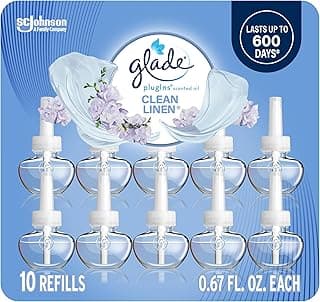 Glade PlugIns Refills Air Freshener, Scented and Essential Oils for Home and Bathroom, Clean Linen, 6.7 Fl Oz, 10 Count